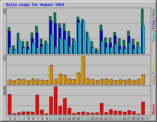 Daily usage for August 2019