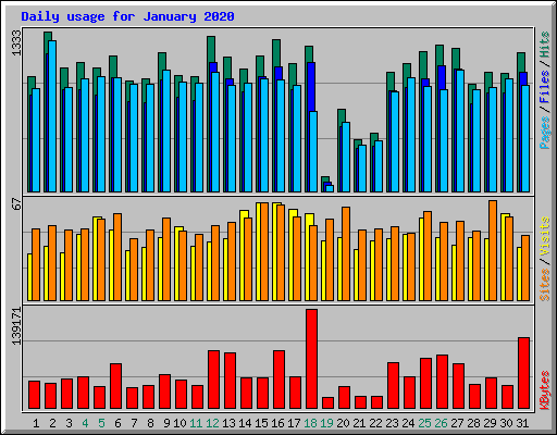 Daily usage for January 2020