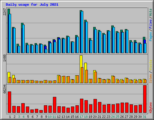 Daily usage for July 2021