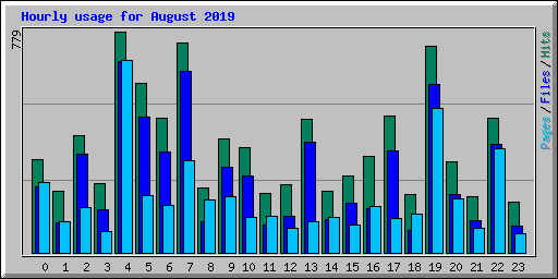 Hourly usage for August 2019